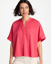 Poplin Popover Dolman Top Hot Honeysuckle - Chico's