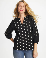 Textured Polka Dot Blouse Black - Chico's
