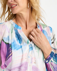 Blur Geo Button Front Blouse Passport Blue - Chico's