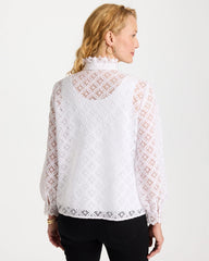 Lace Ruffle Neck Blouse Alabaster - Chico's