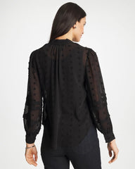 3D Dot Jacquard Chiffon Blouse Black - Chico's