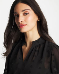3D Dot Jacquard Chiffon Blouse Black - Chico's