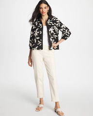 Embroidered Cropped Collared Shirt Black - Chico's