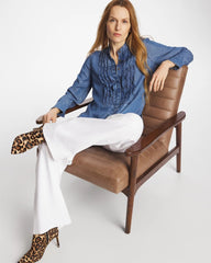 Tencel Ruffle Front Shirt Bailey Indigo - Chico's