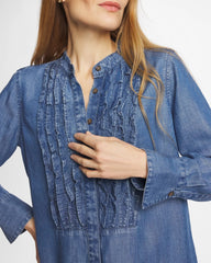 Tencel Ruffle Front Shirt Bailey Indigo - Chico's