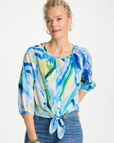 Printed Tie-Front Top Amparo Blue - Chico's