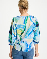 Printed Tie-Front Top Amparo Blue - Chico's