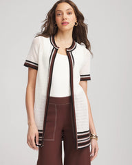 Pointelle High-Style Short-Sleeve Cardigan Ecru - Chico's