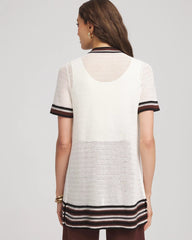 Pointelle High-Style Short-Sleeve Cardigan Ecru - Chico's