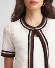 Pointelle High-Style Short-Sleeve Cardigan Ecru - Chico's