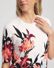 Floral Print Crewneck Sweater Ecru - Chico's