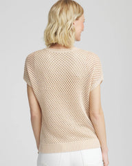 Embroidered Pointelle Pull-Over Glistening Sand - Chico's