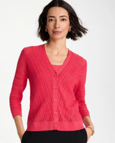 Stitchy V-Neck Cardigan Hot Honeysuckle - Chico's
