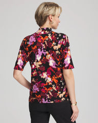 Ella Mockneck Painterly Pullover Sweater Black - Chico's