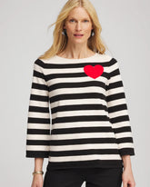 Striped V-Day Pullover English Cream - Chico's