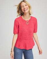 Pullover Peplum Sweater Folkloric Red - Chico's