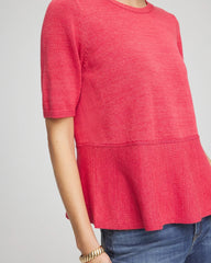 Pullover Peplum Sweater Folkloric Red - Chico's