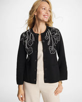 Embroidered Crewneck Cardigan Jacket Black - Chico's