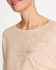 Embroidered 3/4 Sleeve Sweater Neutral - Chico's