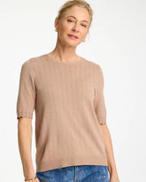 Ella Crewneck Pointelle Pullover Sweater Cattail Brown - Chico's