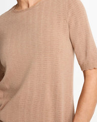 Ella Crewneck Pointelle Pullover Sweater Cattail Brown - Chico's
