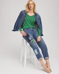 Ella V-Neck Pullover Sweater Jardin Green - Chico's