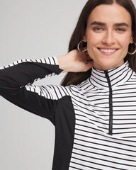 Zenergy® UPF Striped Block Half Zip Black - Chico's