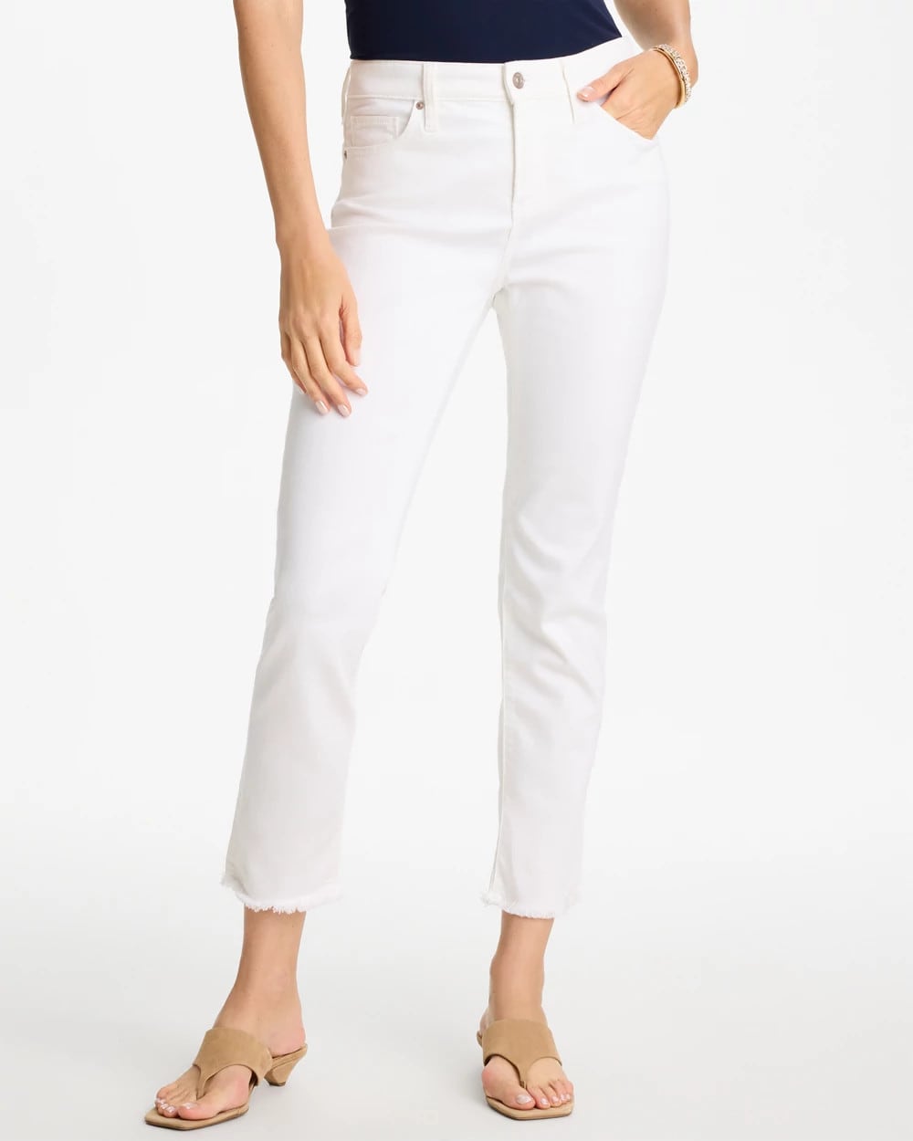 No-Stain Girlfriend Frayed Ankle Jeans Alabaster - Chico's