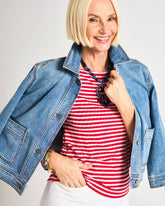 Denim Cropped Trucker Jacket Sakura Indigo - Chico's