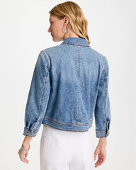 Denim Cropped Trucker Jacket Sakura Indigo - Chico's
