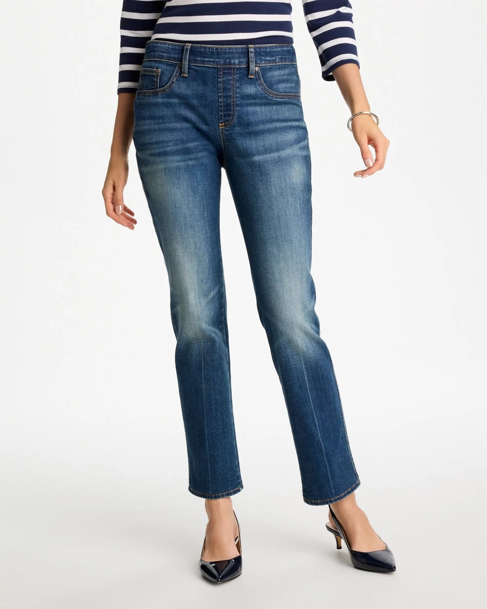 Pull-On Straight Jeans Santorini Indigo - Chico's
