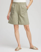 Cotton-Linen Pull-On Utility Shorts Washed Sage - Chico's