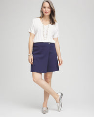 Brigitte™ Pull-On Asymmetrical Wrap Skort Passport Blue - Chico's
