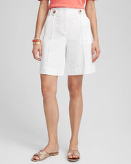 Sateen Tab-Front A-line Shorts Alabaster - Chico's