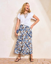 Faux Silk Printed Maxi Skirt Passport Blue - Chico's