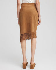 Suede Fringed Asymmetrical Skirt Burnt Sienna - Chico's