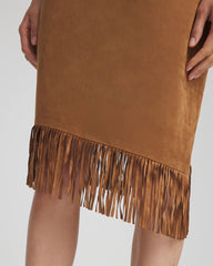 Suede Fringed Asymmetrical Skirt Burnt Sienna - Chico's