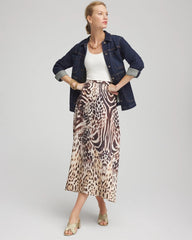Animal Bengal Marks Faux Satin Skirt Black - Chico's