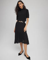 Pleated Lace Hem Midi Skirt Black - Chico's