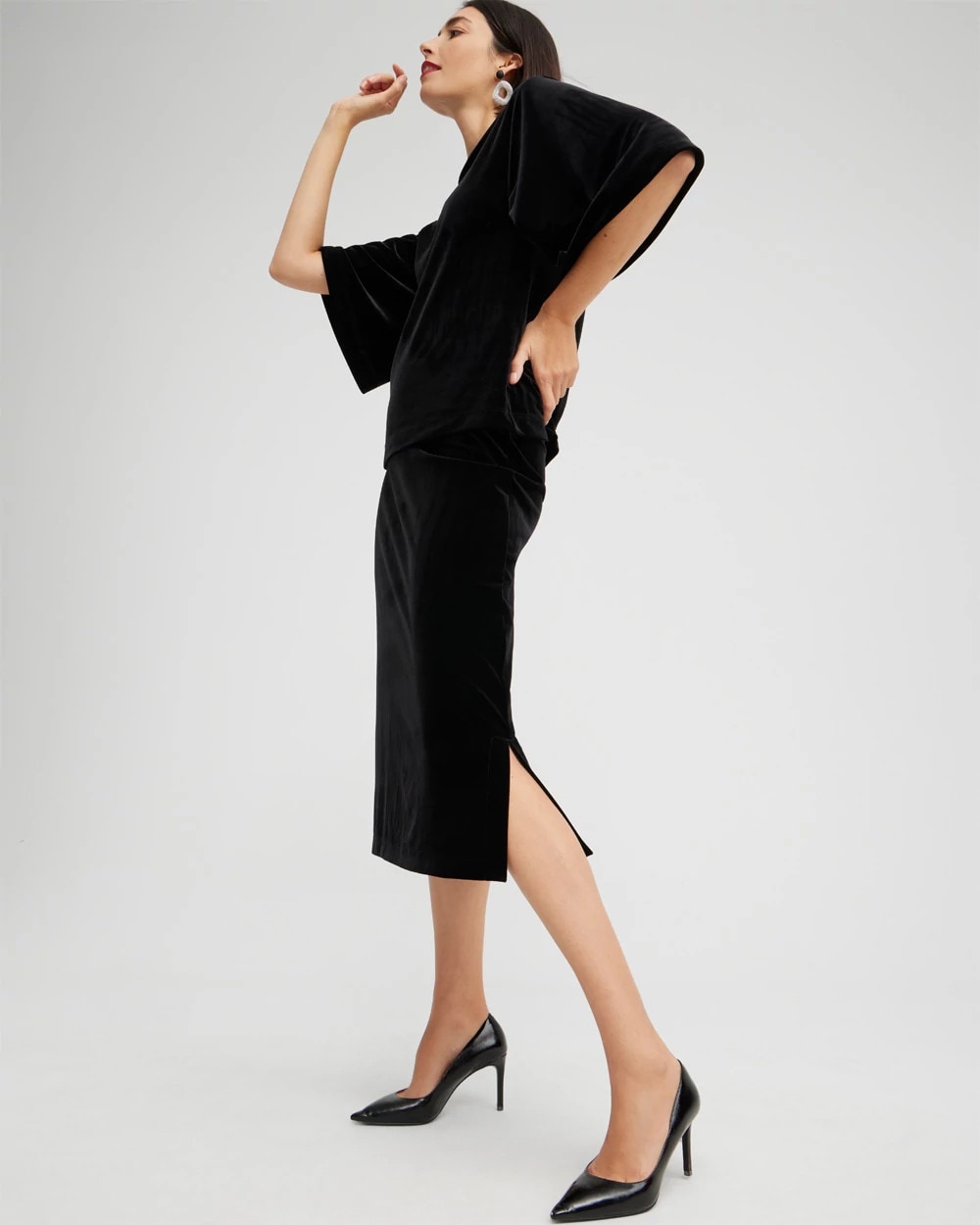 Travelers™ Velvet Midi Skirt Travelers Black - Chico's