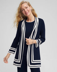 Travelers™ Contrast Border Cardigan Travelers India Ink - Chico's