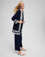 Travelers™ Contrast Border Cardigan Travelers India Ink - Chico's
