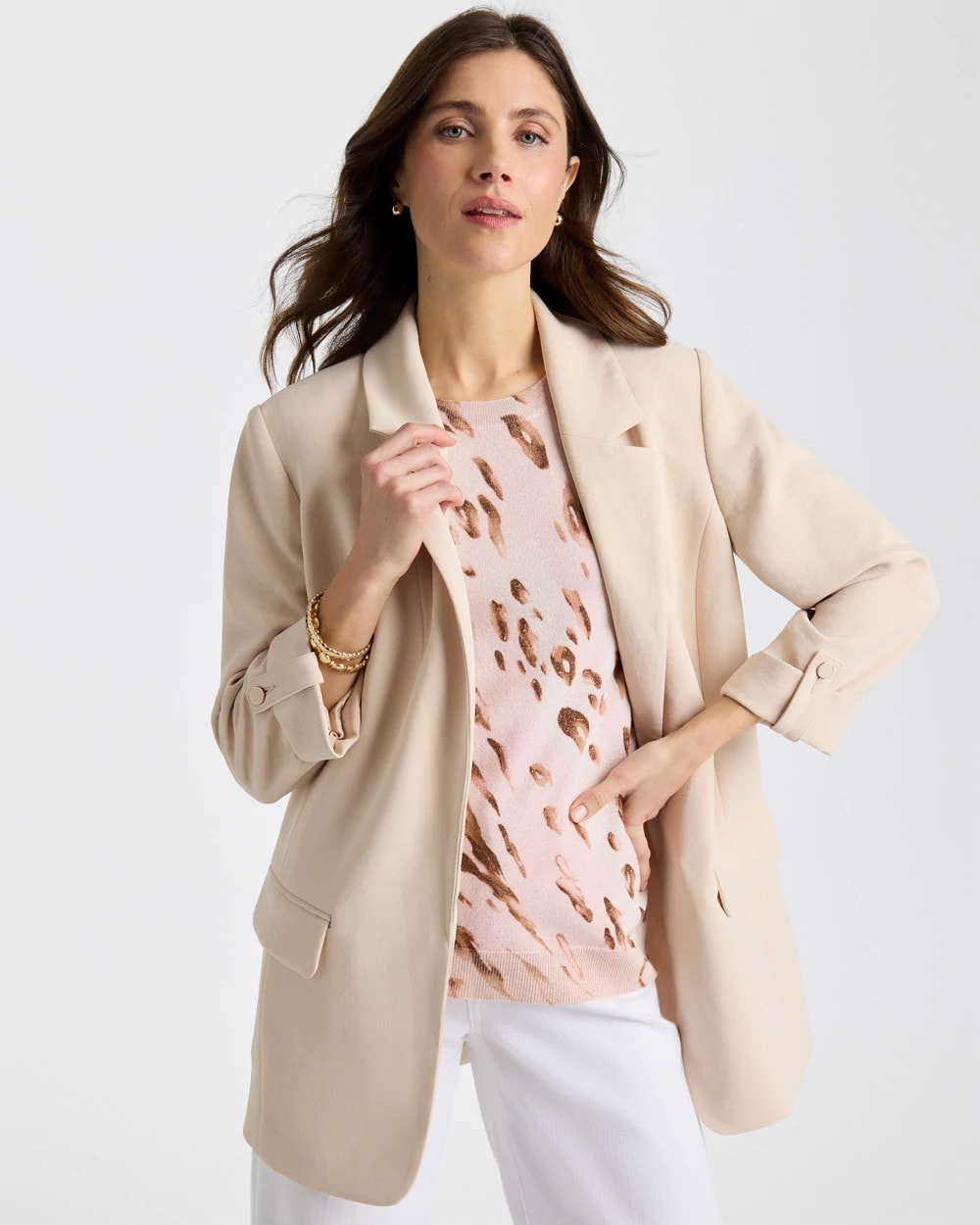 Boyfriend Crepe Blazer Pale Sand - Chico's
