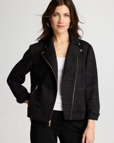 Embossed Knit Moto Jacket Black - Chico's