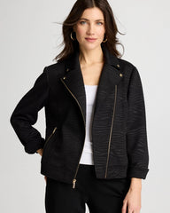 Embossed Knit Moto Jacket Black - Chico's
