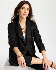 Embossed Knit Moto Jacket Black - Chico's