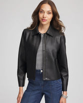 Faux Leather Zip-Front Jacket Black - Chico's