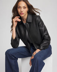 Faux Leather Zip-Front Jacket Black - Chico's