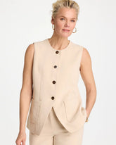 Split Hem Crepe Vest Pale Sand - Chico's