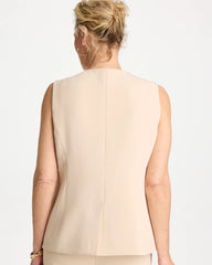 Split Hem Crepe Vest Pale Sand - Chico's